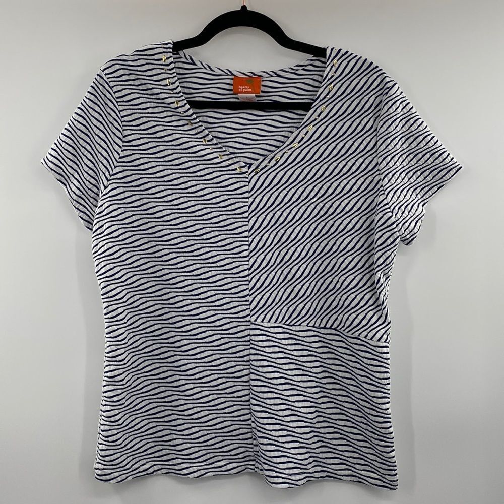 3For$20 Hearts of Palm Blue White w/ Gold detail size Large